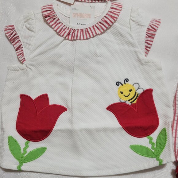 Gymboree Too Cute Tulip NWT 0-3 month top, VGUC pants, 3-6 month hat set. Mixed - Picture 3 of 5